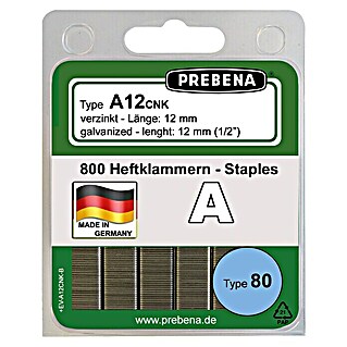 Prebena Heftklammer Typ A (Länge: 12 mm, Rückenbreite: 12,8 mm, 800 Stk.)