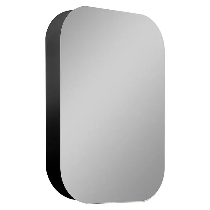 DSK Spiegelschrank Square - B x H: 40 x 60 cm, Schwarz - Rechteckiger Badspiegel mit abgerundeten Ecken und einem dunklen Rahmen, der eine elegante Note ins Badezimmer bringt.