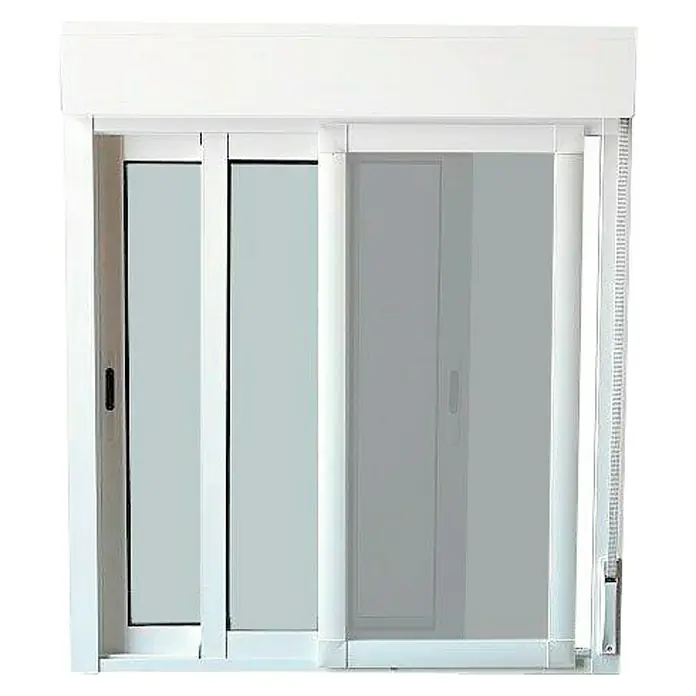 Solid Elements Ventana de aluminio con mosquitera - 100 x 115 cm, Blanco - Elegante ventana corredera blanca con persianas enrollables integradas, cómoda y de diseño moderno.