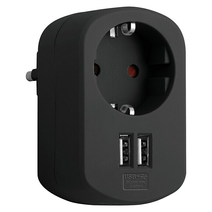 Simon Adaptador USB Combi Negro (2 conexiones USB)