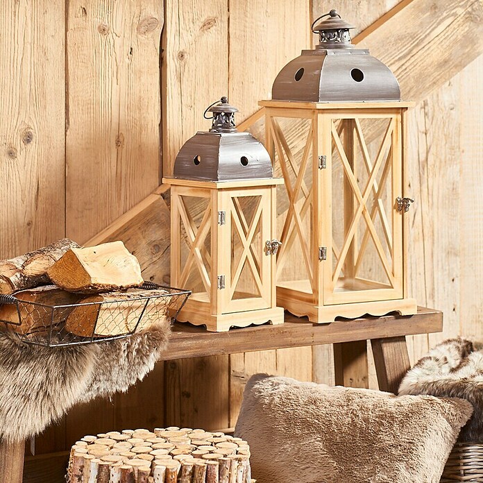 Boltze Holz-Laterne Bristol (L x B x H: 22 x 22 x 59 cm, Kiefer)