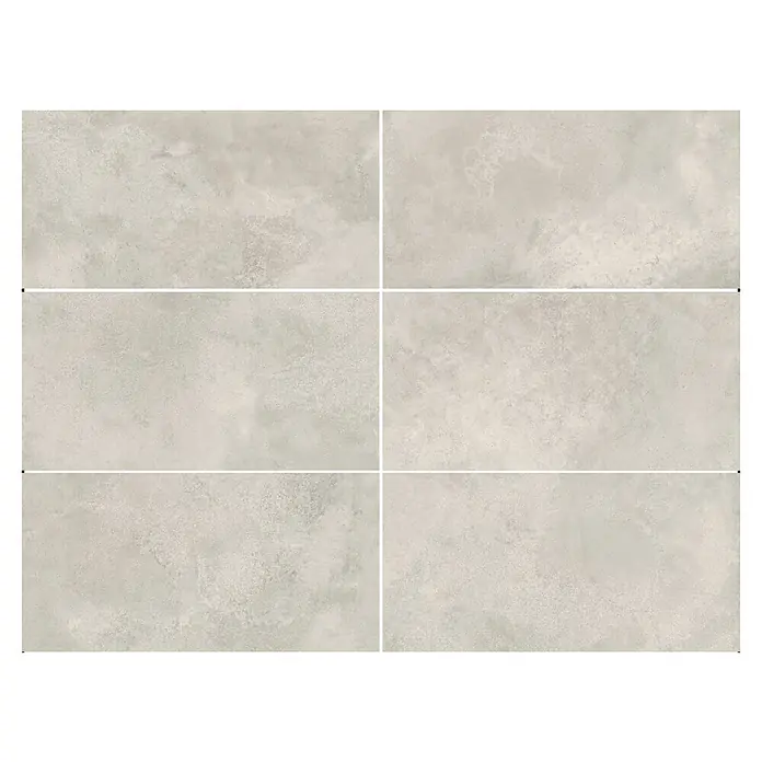 Queens Feinsteinzeugfliese - 59,8 x 119,8 cm, Weiß, Matt - Sechs Keramikfliesen in neutralen Grautönen, ideal für ein modernes Interieur. Die Fliesen bieten eine robuste und stilvolle Boden- oder Wandlösung.