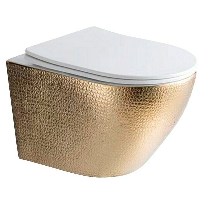 Best Design Hangend Toilet Spoelrandloos Royal-Gold-49 (Zonder spoelrand, Uitlaat toilet: Horizontaal, Goud / Wit) | BAUHAUS