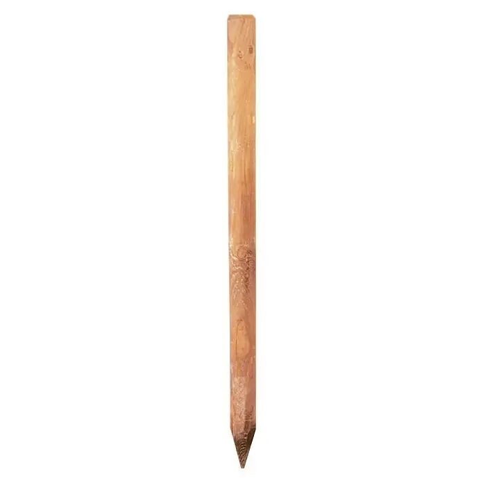 T & J Pfosten - 8 x 8 x 125 cm, Passend für: Jäger- und Staketenzaun, Braun - Hölzerner Gartenpfahl mit spitzer Spitze, hellbraun mit natürlicher Holzmaserung.