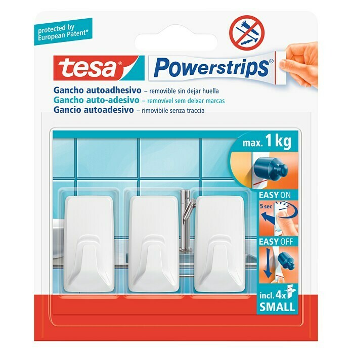 Tesa Powerstrips Colgador adhesivo S (Plástico, Blanco)