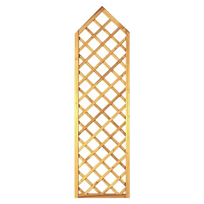 T & J Sichtschutzelement Gotik Rankgitter - 60 x 210 cm, Holz, Braun - Helles, braunes Gartenspalier aus Holz mit Rautenmuster und spitzer Oberseite, ideal für Kletterpflanzen.