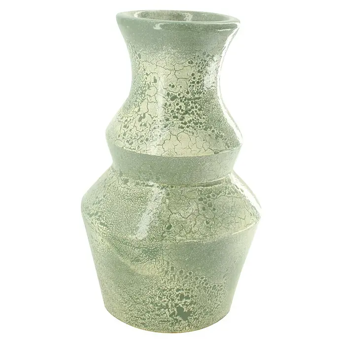 Vase - Ø x H: 17 x 30 cm, Keramik, Grün - Elegante, mintgrüne Vase mit einem ansprechenden Rissmuster. Ideal als dekoratives Element für Ihr Zuhause und verleiht jedem Raum eine stilvolle Note.