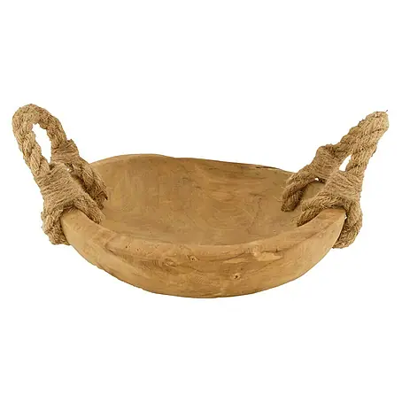 Holzschale mit Jute-Griffen