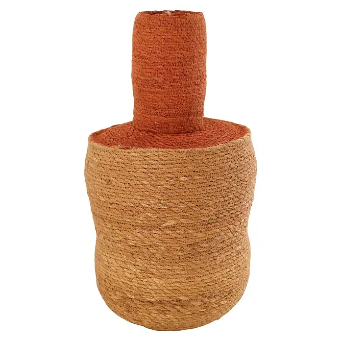 Vase Seegras - Ø x H: 24 x 46 cm, Naturmaterialien, Terrakotta - Dekorative Vase aus Naturfasern. Das rustikale Design verleiht jedem Raum Wärme und Textur. Ideal als Blickfang oder für Trockenblumen.
