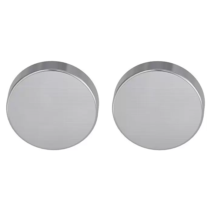 Diamond Doors Blindrosette - Durchmesser Rosette: 51 mm, Edelstahl matt - Zwei runde Tabletts aus gebürstetem Silbermetall.