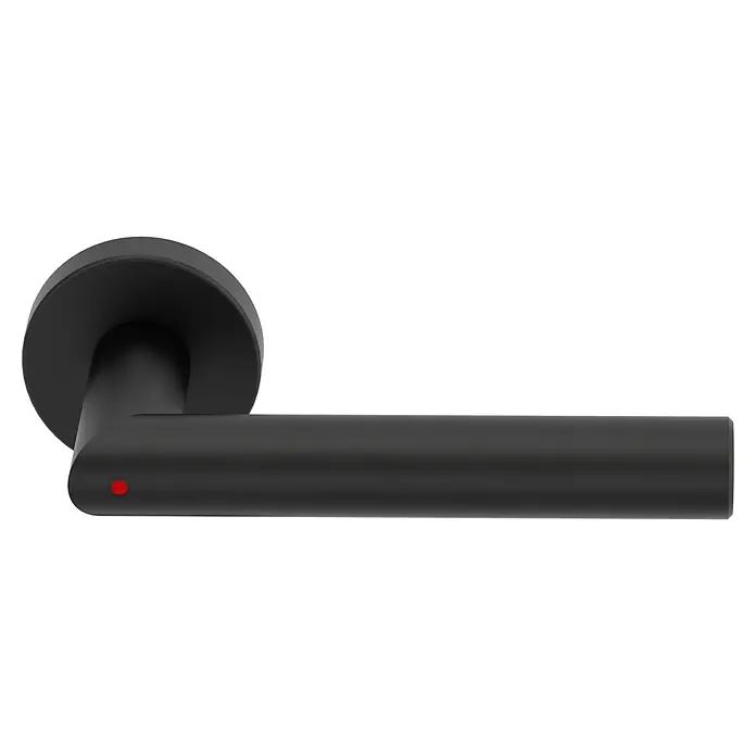 Diamond Doors Zimmertürgarnitur L-Form Premium Smart2Lock rechts - Stärke Tür: 38 mm - 45 mm, L-Form, Schwarz, DIN Anschlag: Rechts, Passend für: Türen ohne Schlüssellochbohrung, Türen mit Schlüssellochbohrung benötigen zusätzlich eine Blindrosette - Elegante schwarze Türklinke mit rundem Rosetten-Design. Die moderne Klinke besticht durch ihre schlichte Eleganz und hochwertige Verarbeitung.