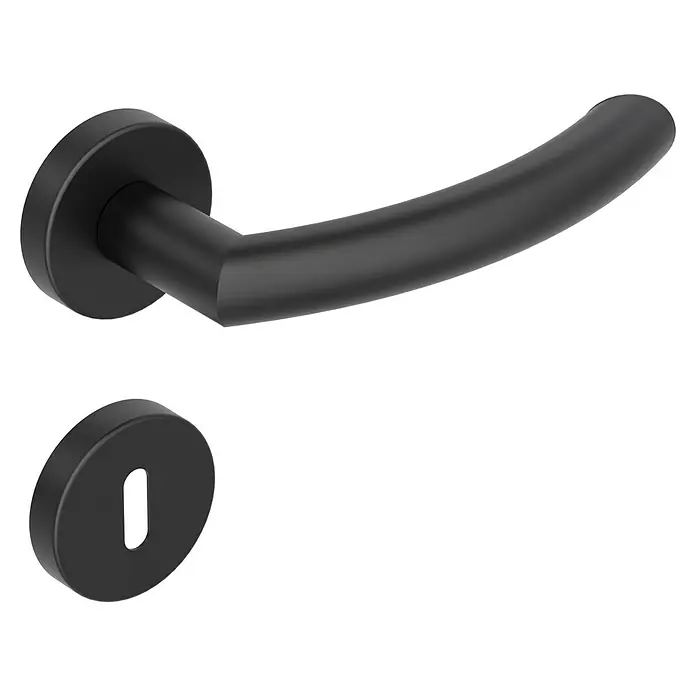 Diamond Doors Classic Drückergarnitur Wisconsin - Schwarz, Buntbart - Schwarze Türdrückergarnitur. Elegante Türbeschläge mit Griff und Schlüssellochblende für moderne Inneneinrichtung.