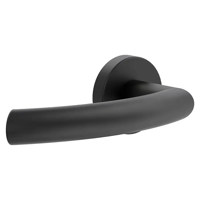 Diamond Doors Zimmertürgarnitur Wisconsin Smart2Lock links - Stärke Tür: 38 mm - 45 mm, L-Form, Schwarz, DIN Anschlag: Links, Passend für: Türen ohne Schlüssellochbohrung, Türen mit Schlüssellochbohrung benötigen zusätzlich eine Blindrosette - Elegante schwarze Türgriffgarnitur für modernes Wohnen. Stilvolles Design für jede Tür.