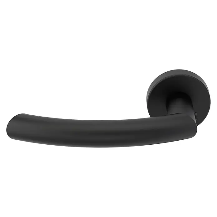 Diamond Doors Zimmertürgarnitur Wisconsin Smart2Lock links - Stärke Tür: 38 mm - 45 mm, L-Form, Schwarz, DIN Anschlag: Links, Passend für: Türen ohne Schlüssellochbohrung, Türen mit Schlüssellochbohrung benötigen zusätzlich eine Blindrosette - Schwarzer Türgriff mit abgerundeten Kanten und modernem Design, ideal für zeitgemäße Innenräume und einfache Bedienung.
