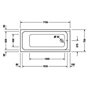 Duravit D-Code Badewanne (170 x 75 cm, Ablauf: Fußende, Sanitäracryl, Weiß)