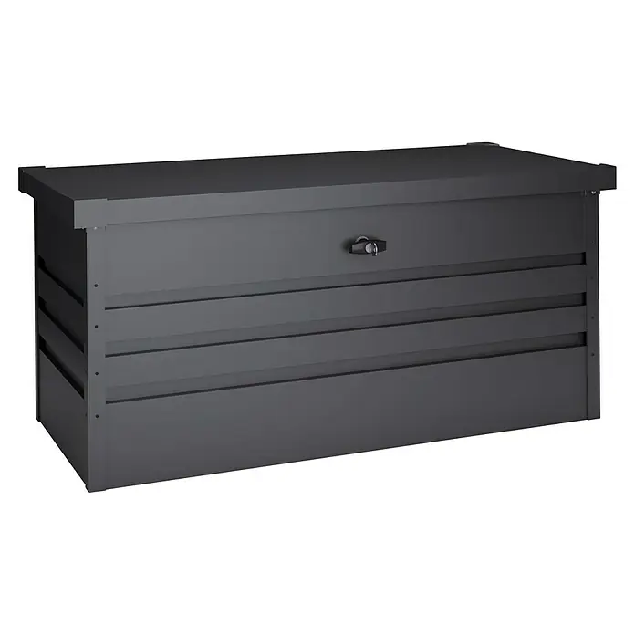 Hoggar Garten-Aufbewahrungsbox Sveg - L x B x H: 120 x 61 x 62 cm, Anthrazit - Hier ist eine wetterfeste, abschließbare Kissenbox. Sie ist ideal zur Aufbewahrung von Sitzkissen, Gartenwerkzeugen oder Spielzeug im Freien.