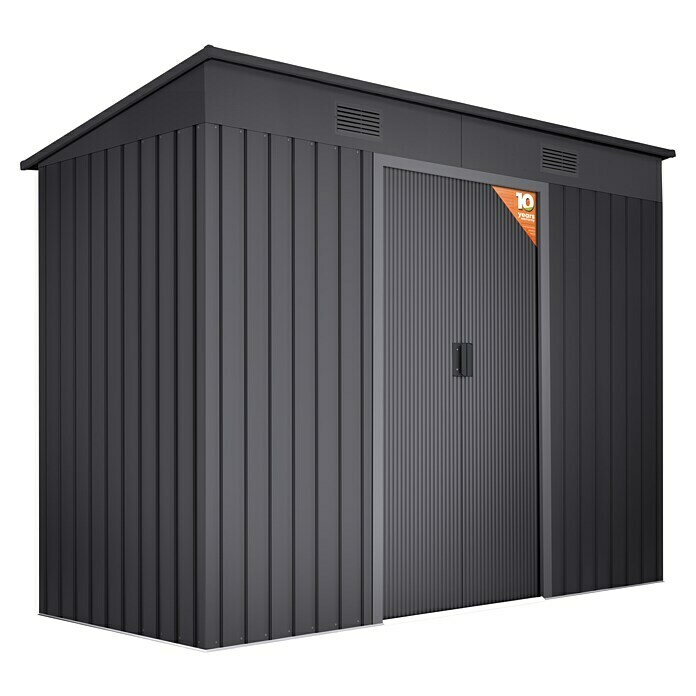 Hoggar Vrtna lopa Oulu Dark  (Zunanja širina vključno s strešnim previsom: 238 cm, Zunanja globina vključno s strešnim previsom: 130 cm, Jeklo, Siva) | 7437 - Gerätehäuser Metall | IAGD - Gartenhäuser | IAG - Außenbereichsausstattung | IA - Gartenhartware | I - Stadtgarten | BAUHAUS
