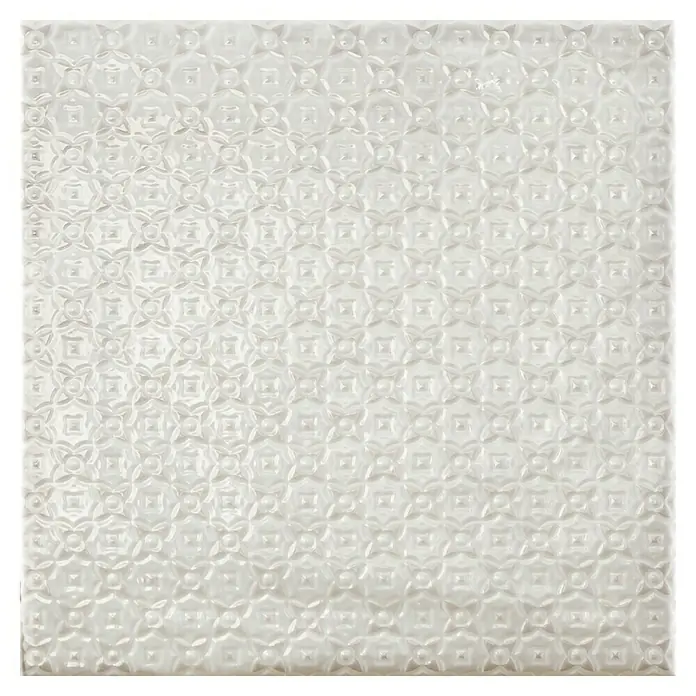 BHS Showroom Revestimiento de pared Rain Decor - 22,3 x 22,3 cm, Bianco, Brillante - Baldosa cerámica blanca de alta calidad con un patrón en relieve, ideal para diseños elegantes de paredes o suelos. Perfecto para interiores modernos.