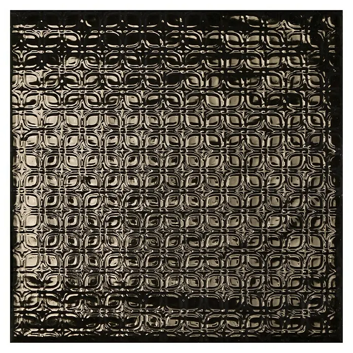 BHS Showroom Revestimiento de pared Rain Decor - 22,3 x 22,3 cm, Nero, Brillante - Panel de vidrio estructurado con un patrón geométrico repetitivo. Perfecto para fines decorativos, añadiendo un toque único a cualquier espacio.