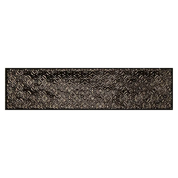 BHS Showroom Revestimiento de pared Rain Decor - 7,5 x 30 cm, Nero, Brillante - Patrón de líneas onduladas y formas de diamante en tonos beige y marrones, creando un elemento decorativo.