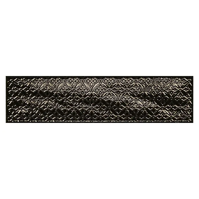 BHS Showroom Revestimiento de pared Rain Decor - 7,5 x 30 cm, Nero, Brillante - Patrón de relieve decorativo: El patrón en relieve en tonos oscuros con formas geométricas añade un toque elegante a cualquier habitación.