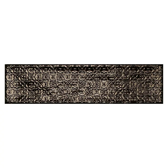 BHS Showroom Revestimiento de pared Rain Decor - 7,5 x 30 cm, Nero, Brillante - Panel de vidrio grabado con un diseño intrincado para uso decorativo, perfecto para muebles o como elemento arquitectónico.
