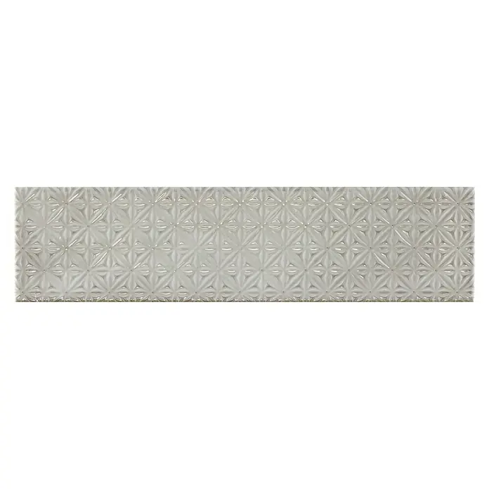 BHS Showroom Revestimiento de pared Rain Decor - 7,5 x 30 cm, Grigio, Brillante - Azulejo decorativo blanco con un patrón floral en relieve para un diseño de pared elegante. Ideal para interiores modernos y con estilo.