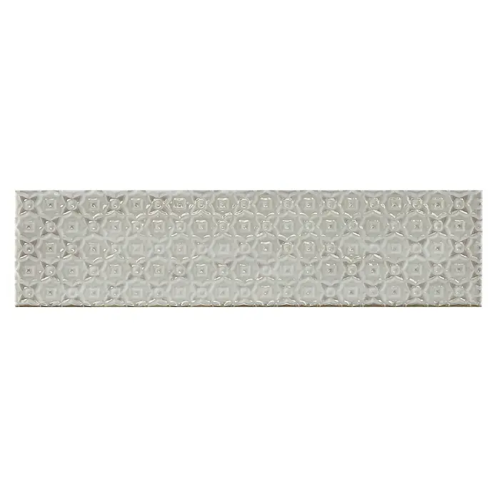 BHS Showroom Revestimiento de pared Rain Decor - 7,5 x 30 cm, Grigio, Brillante - Azulejo cerámico gris brillante con diseño geométrico en relieve ideal para paredes modernas.