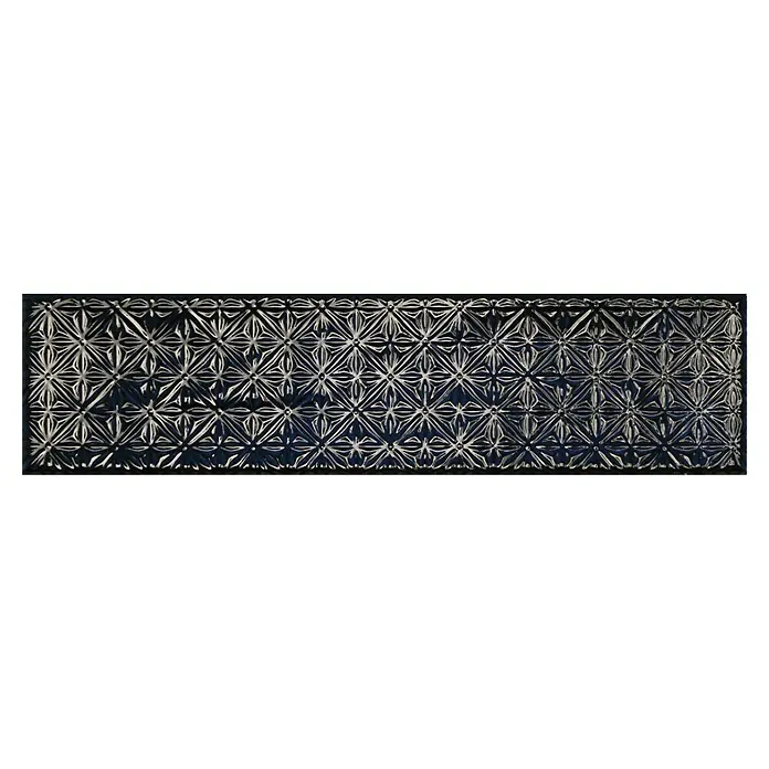 BHS Showroom Revestimiento de pared Rain Decor - 7,5 x 30 cm, Blue, Brillante - Diseño abstracto plateado sobre un fondo rectangular azul oscuro. Elemento decorativo único para un ambiente elegante.