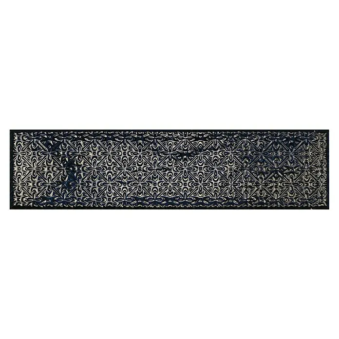 BHS Showroom Revestimiento de pared Rain Decor - 7,5 x 30 cm, Blue, Brillante - Rejilla metálica rectangular decorativa con intrincado patrón floral, ideal para ventilación o como elemento ornamental.