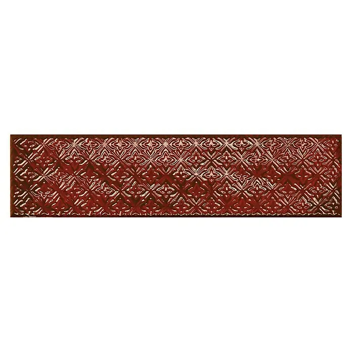 BHS Showroom Revestimiento de pared Rain Decor - 7,5 x 30 cm, Bordeaux, Brillante - Azulejo decorativo de pared en rojo oscuro con un elegante patrón floral. Este azulejo aporta un toque cálido y elegante a cualquier espacio.
