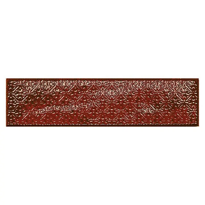 BHS Showroom Revestimiento de pared Rain Decor - 7,5 x 30 cm, Bordeaux, Brillante - Patrón de relieve decorativo en burdeos profundo, creando una superficie elegante y artística para este producto.