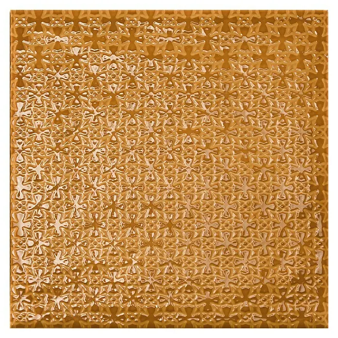 BHS Showroom Revestimiento de pared Rain Decor - 22,3 x 22,3 cm, Kaki, Brillante - Superficie dorada texturizada con patrón de cruz repetitivo. Elemento decorativo único para proyectos creativos.