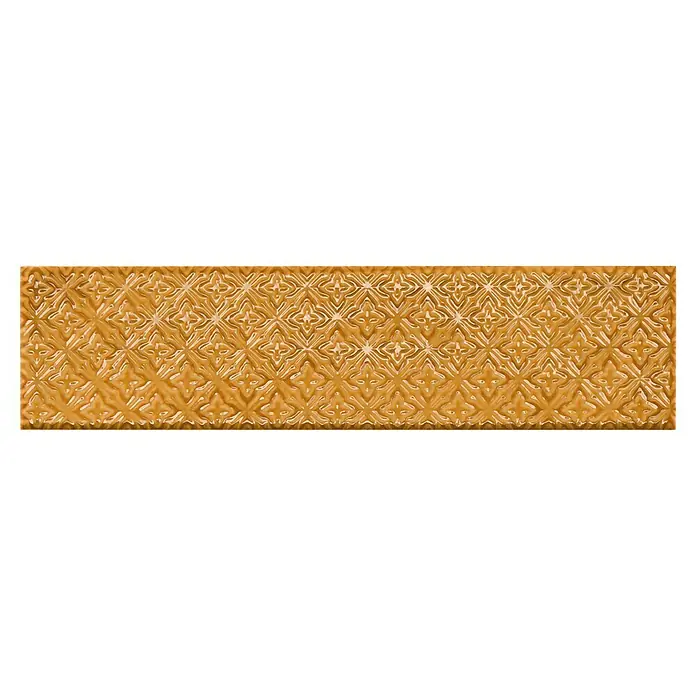 BHS Showroom Revestimiento de pared Rain Decor - 7,5 x 30 cm, Kaki, Brillante - Panel de pared dorado con un patrón floral en relieve, que agrega una textura lujosa y un toque de elegancia a cualquier espacio.