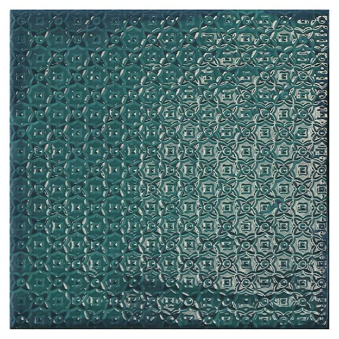 BHS Showroom Revestimiento de pared Rain Decor - 22,3 x 22,3 cm, Aquamarine, Brillante - Azulejo decorativo de vidrio turquesa con patrón en relieve para revestimientos de pared y suelo.