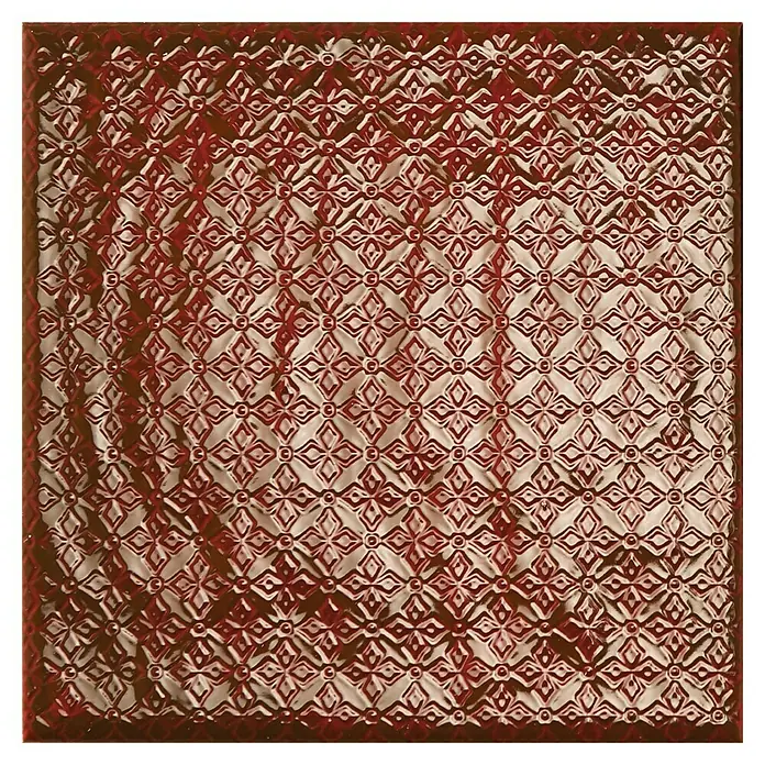 BHS Showroom Revestimiento de pared Rain Decor - 22,3 x 22,3 cm, Bordeaux, Brillante - Patrón de azulejo decorativo con esmalte rojo para diseño elegante de paredes o pisos, ideal para acentos en cualquier habitación.