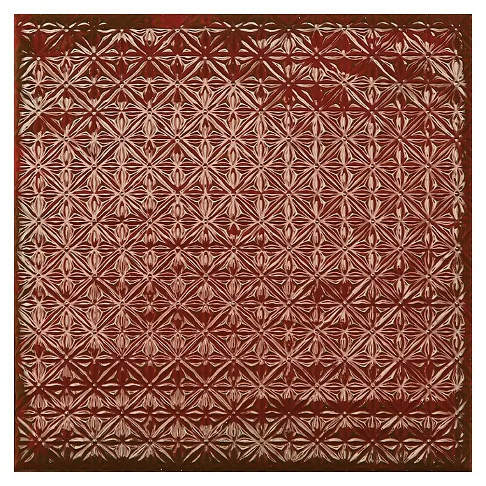 BHS Showroom Revestimiento de pared Rain Decor - 22,3 x 22,3 cm, Bordeaux, Brillante - Vidrio decorativo rojo que muestra un intrincado patrón repetido para acentos elegantes.