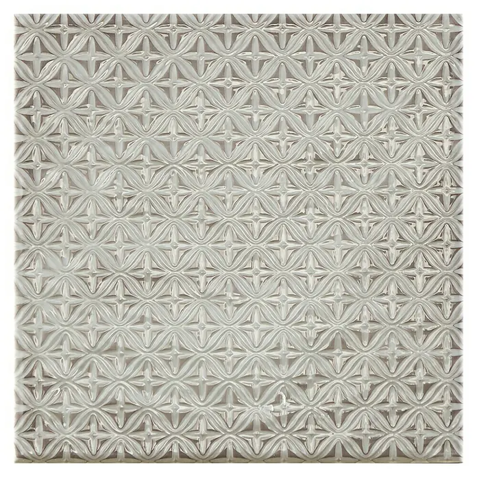 BHS Showroom Revestimiento de pared Rain Decor - 22,3 x 22,3 cm, Grigio, Brillante - Baldosa en relieve de color claro con un patrón floral repetitivo, ideal para una decoración de pared elegante.