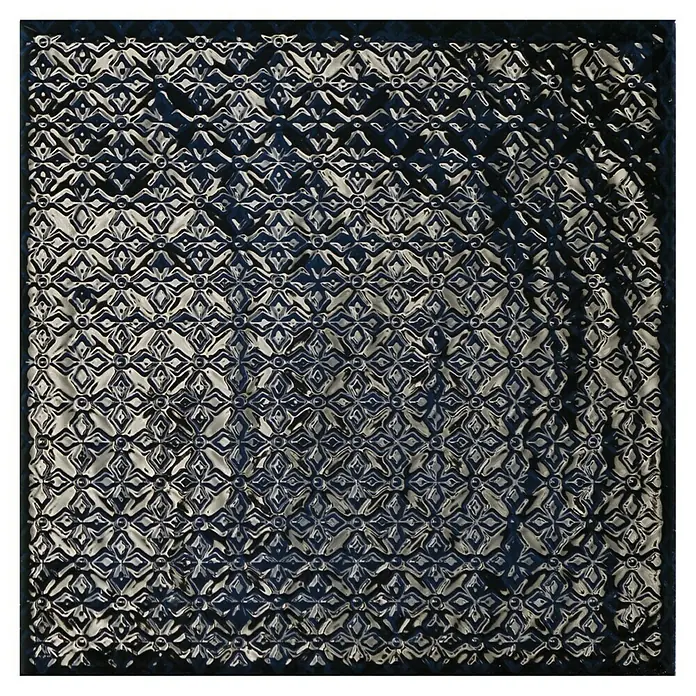 BHS Showroom Revestimiento de pared Rain Decor - 22,3 x 22,3 cm, Blue, Brillante - Panel de vidrio decorativo con un patrón geométrico que juega artísticamente con la luz y la sombra. Ideal para la decoración de interiores.