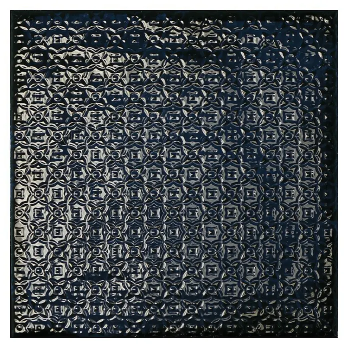 BHS Showroom Revestimiento de pared Rain Decor - 22,3 x 22,3 cm, Blue, Brillante - Panel de vidrio grabado con un intrincado patrón geométrico, ideal para aplicaciones decorativas de interior.