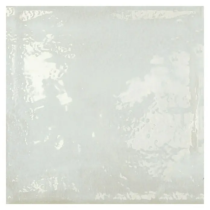 BHS Showroom Revestimiento de pared Rain - 22,3 x 22,3 cm, Cuadrado, Bianco, Brillante - Baldosa blanca irregular con acabado brillante.