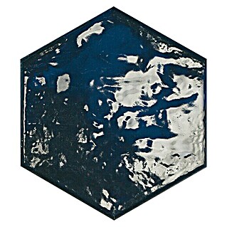 BHS Showroom Revestimiento de pared Rain (19,8 x 22,8 cm, Hexagonal, Blue, Brillante)