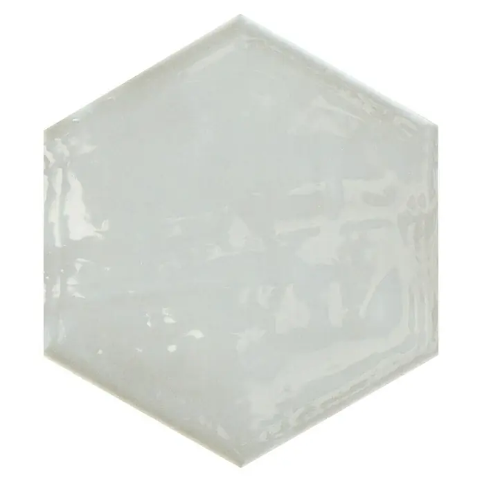 BHS Showroom Revestimiento de pared Rain - 19,8 x 22,8 cm, Hexagonal, Bianco, Brillante - Una sola baldosa hexagonal brillante en un elegante tono blanco, perfecta para añadir toques elegantes a cualquier espacio.