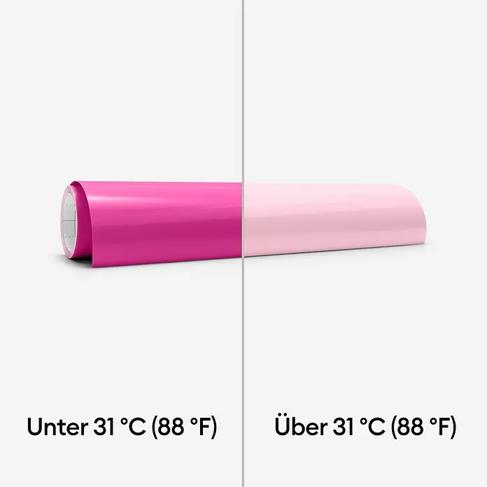 Cricut Vinylfolie Color Change Hot Permanent - 1 Stk., Pink/Rosa, 30 x 60 cm - Ein Farbwechsel-Vinylrolle, die bei Temperaturen unter 31 °C (88 °F) dunkelrosa und über 31 °C (88 °F) hellrosa ist.