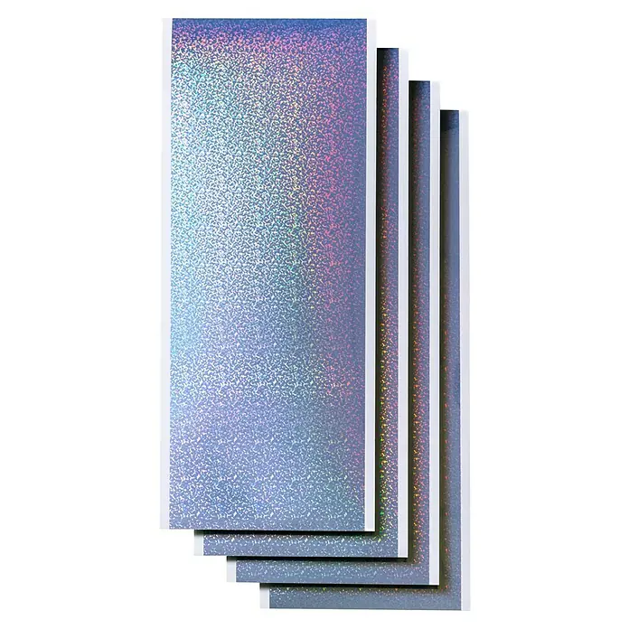 Cricut Joy Vinylfolie Smart Label Writeable - 4 Stk., Holografisches Silber, 14 x 33 cm - Holografische Vinyl-Aufkleberblätter, schimmernd und glänzend für kreative Projekte.