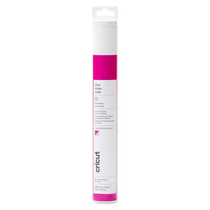 Cricut Vinylfolie Color Change Hot Permanent - 1 Stk., Pink/Rosa, 30 x 60 cm - Cricut Vinyl-Rolle, hitzeaktiviert, farbwechselnd, permanent, glänzend, 30,5 x 61 cm, ideal für Bastelprojekte und Dekorationen.