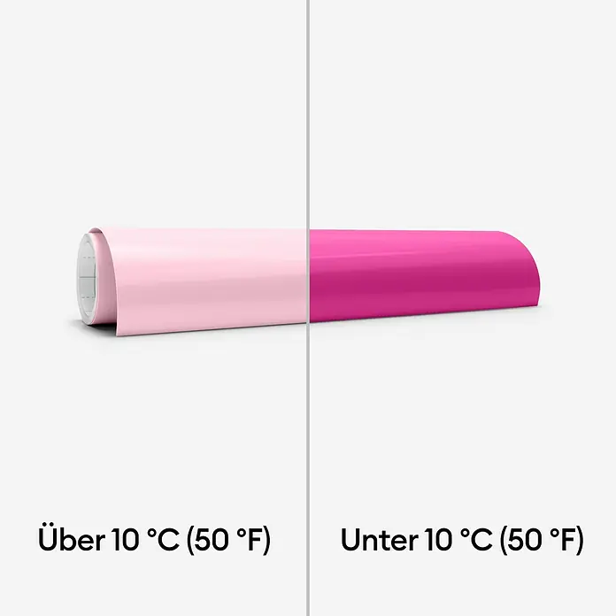 Cricut Vinylfolie Color Change Cold Permanent - 1 Stk., Rosa/Pink, 30 x 60 cm - Thermochromes Vinyl zeigt Farbwechsel bei Temperaturänderung. Über 10 °C rosa, unter 10 °C dunkleres Pink.