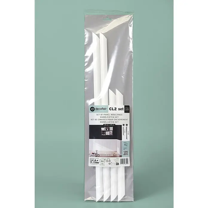 Nmc Decoflair Zierprofil-Set Rahmenset CL2 - 2 x 39 cm, 2 x 59 cm, Hochverdichtetes extrudiertes Polymer (HDPS) - Eine verpackte Packung Decoflair CL2 Zierleisten für Wandpaneele, ideal für stilvolle Wandgestaltung im Innenbereich.
