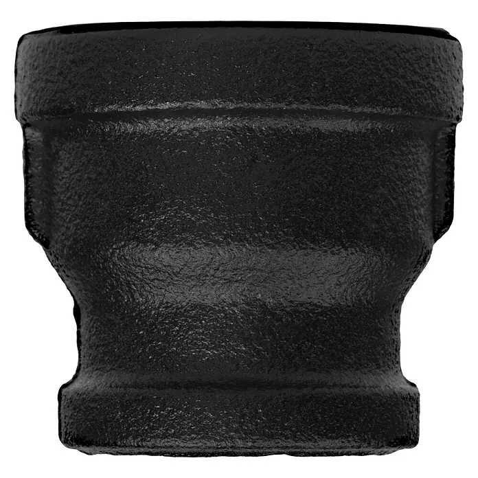 Walteco Rusticline Reduzierstück 3/4" x 1" Tube - Stahl, Schwarz - Schwarzes Gusseisenrohrverbinder-Produktbild mit einer strukturierten Oberfläche. Ideal für Sanitär- oder Bauprojekte.