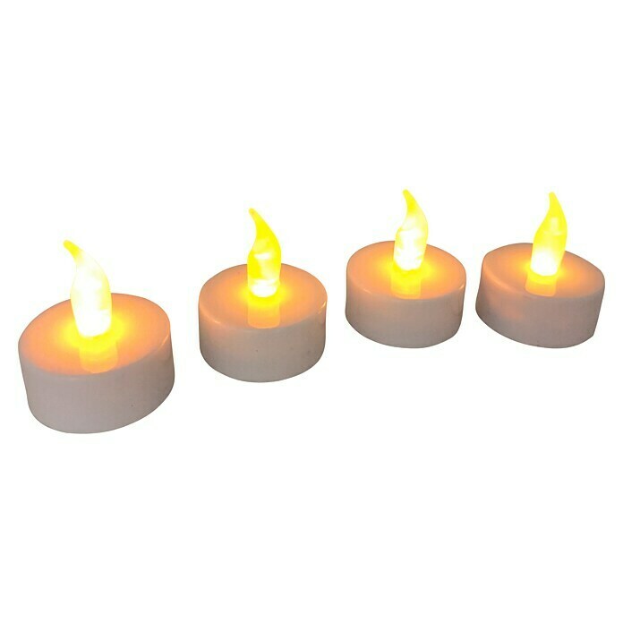Set di 4 candele LED, bianche,vera cera, effetto fiamma, funzione